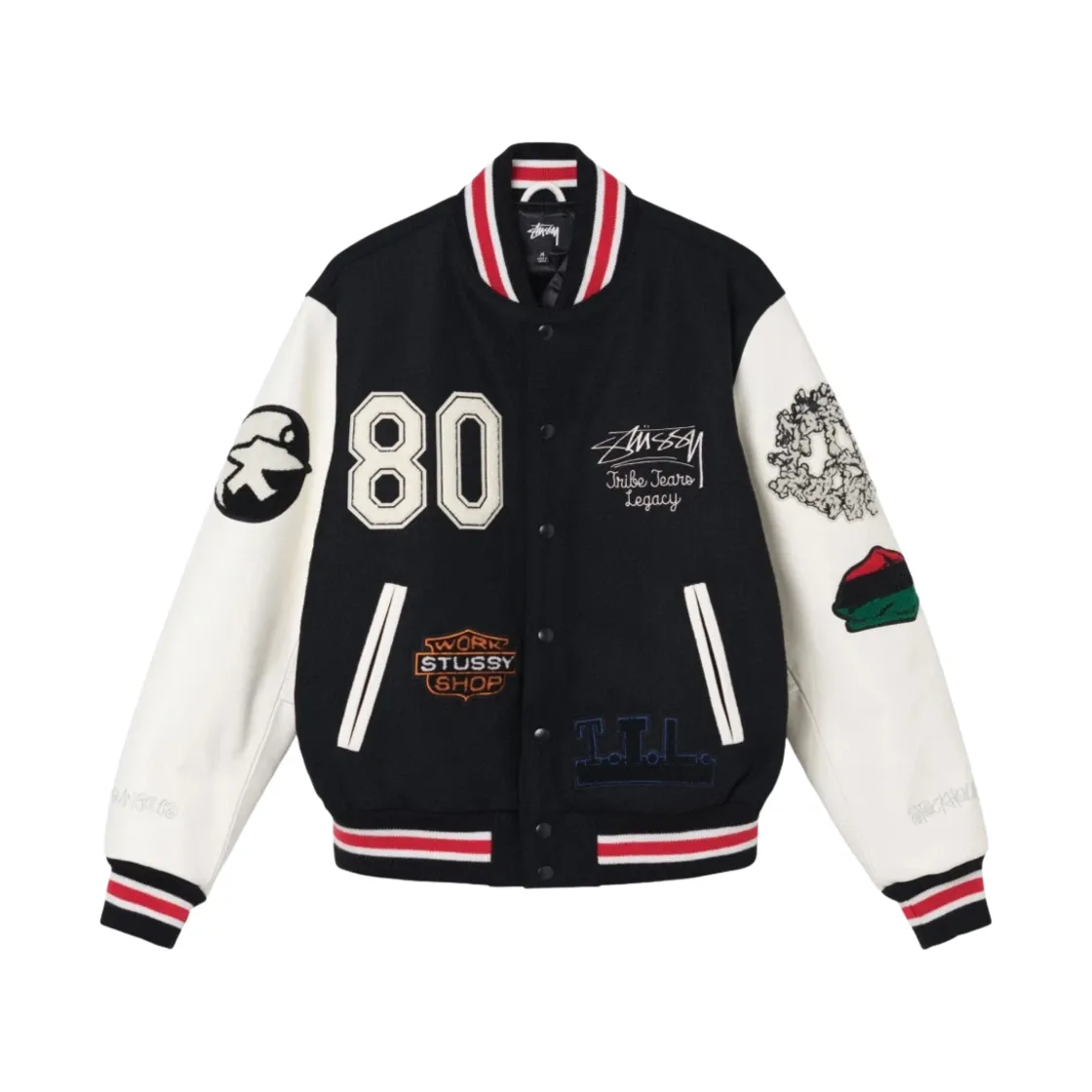스투시 x 아워레가시 x 데님 티어스 TTL 바시티 자켓 블랙