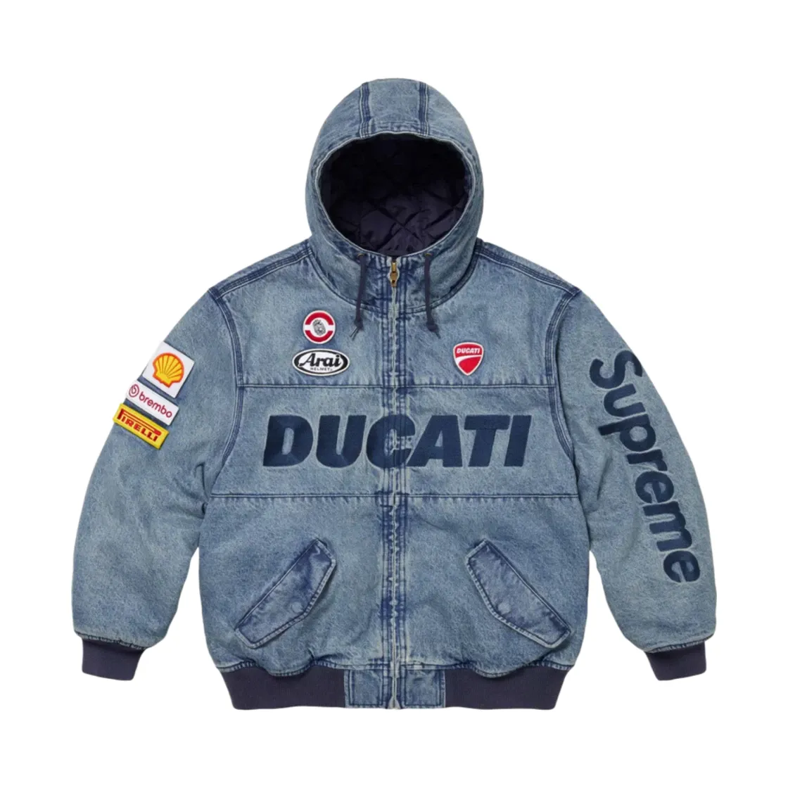 슈프림 x 두카티 후드 레이싱 자켓 데님 - 24SS