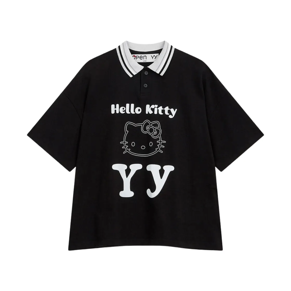 오픈 Yy x 헬로 키티 카라 티셔츠 블랙