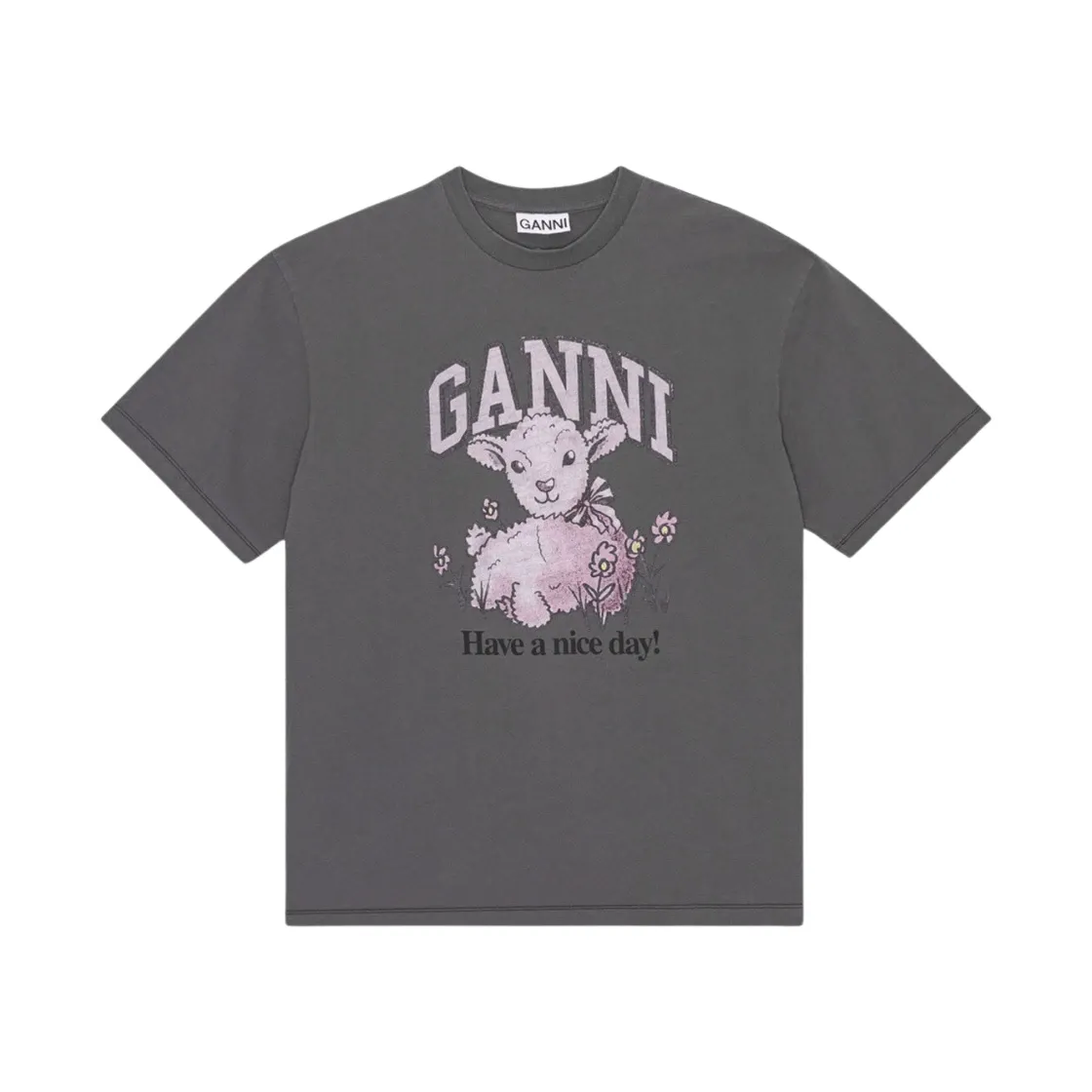 가니 그레이 퓨처 릴렉스드 램 티셔츠 볼캐닉 애쉬