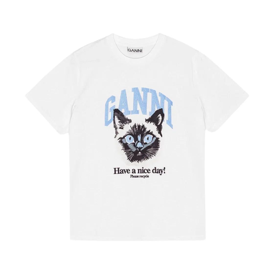 가니 베이직 저지 캣 릴렉스드 티셔츠 브라이트 화이트