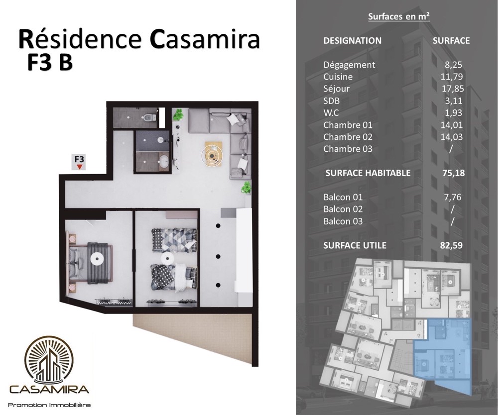 À vendre Appartement - F3 4