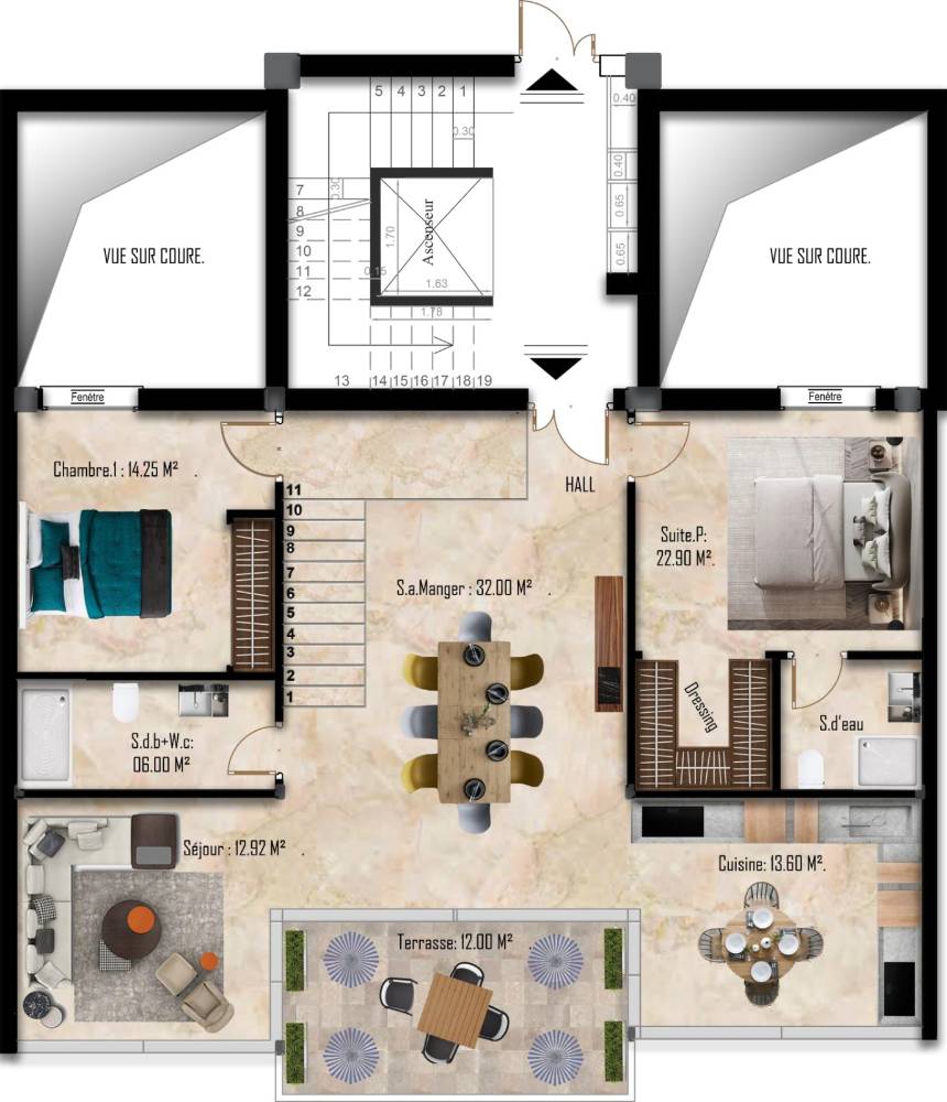 À vendre Appartement - F4 7