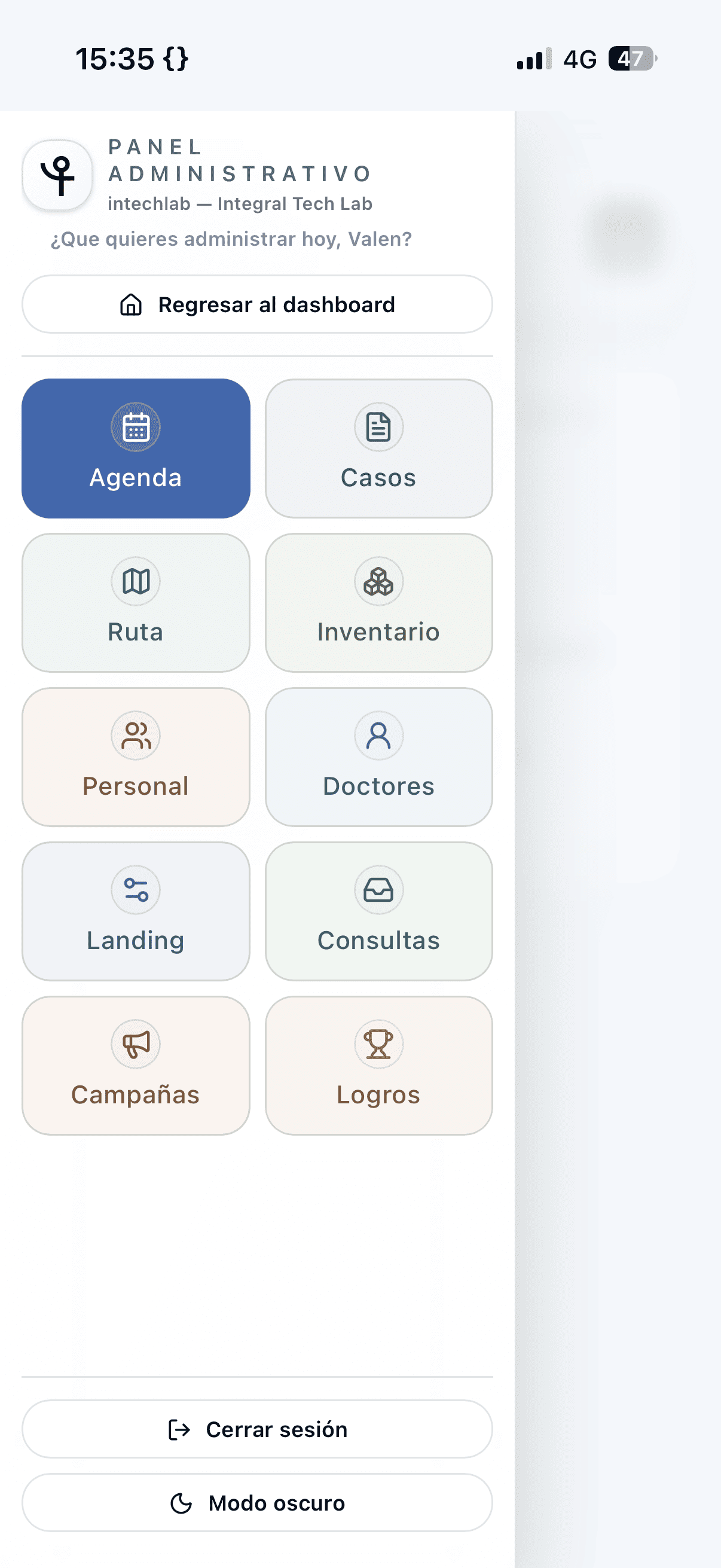 Panel de administrador