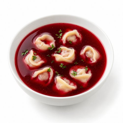 Barszcz czerwony z pierożkami