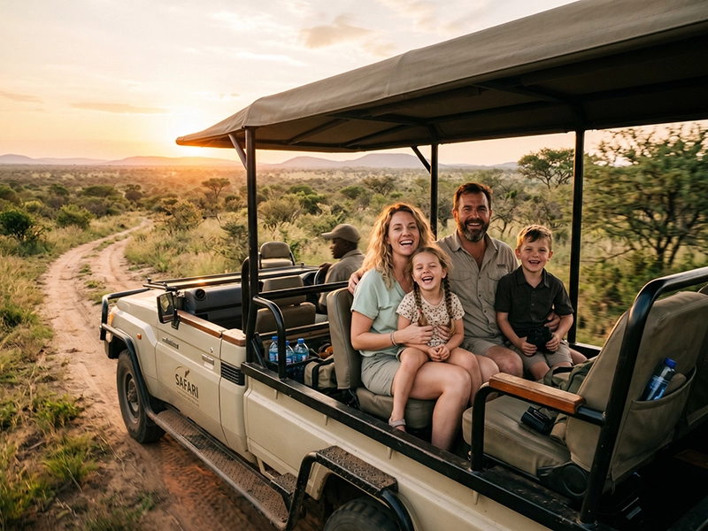Family on safari in Kruger