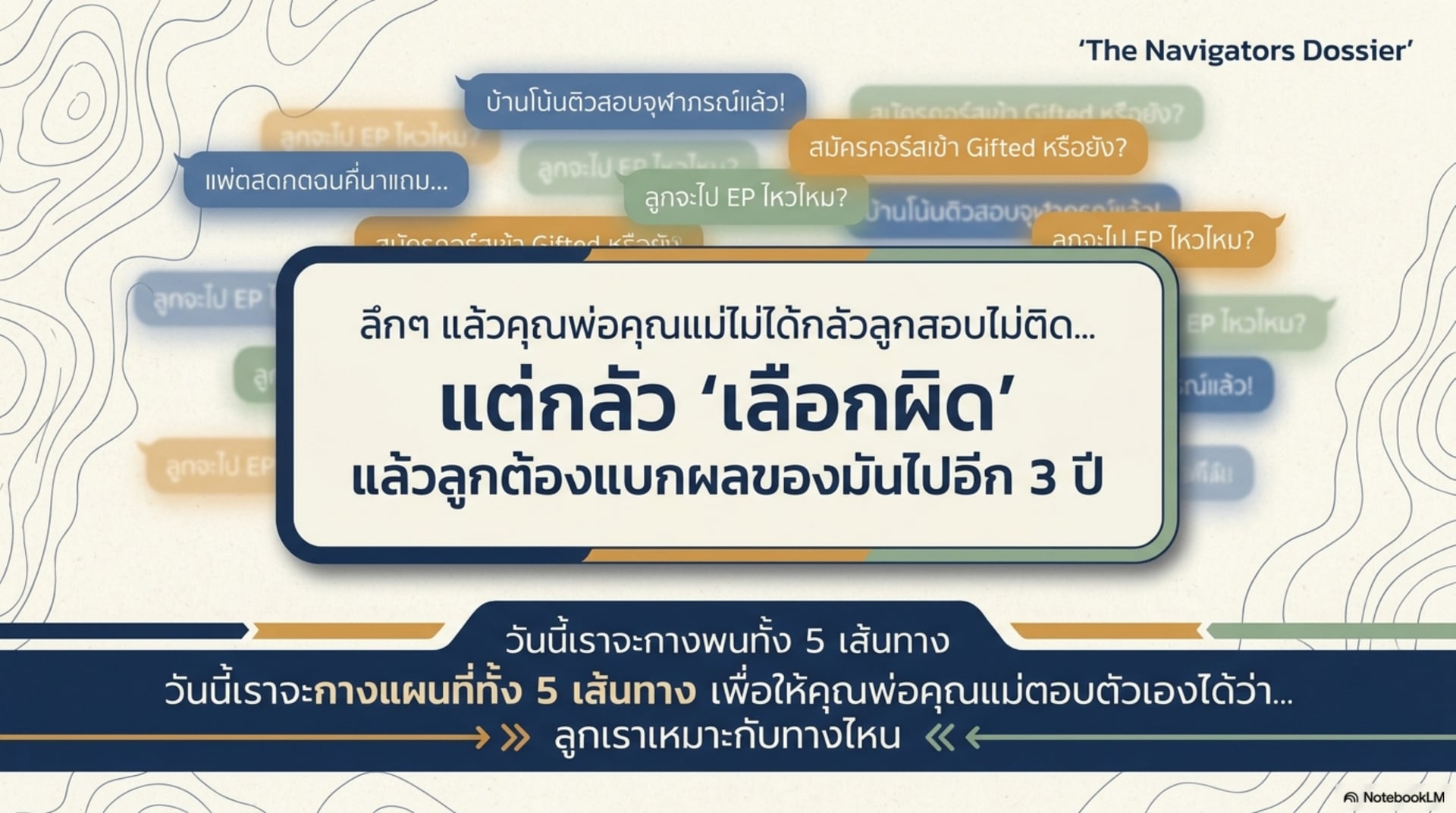 ลึกๆ แล้วคุณพ่อคุณแม่ไม่ได้กลัวลูกสอบไม่ติด แต่กลัวเลือกผิดแล้วลูกต้องแบกผลของมันไปอีก 3 ปี