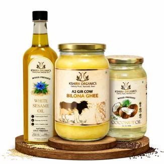 Kshira Organics Heritage Wellness Trio — A2 Ghee, Coconut & Sesame Oil 1L