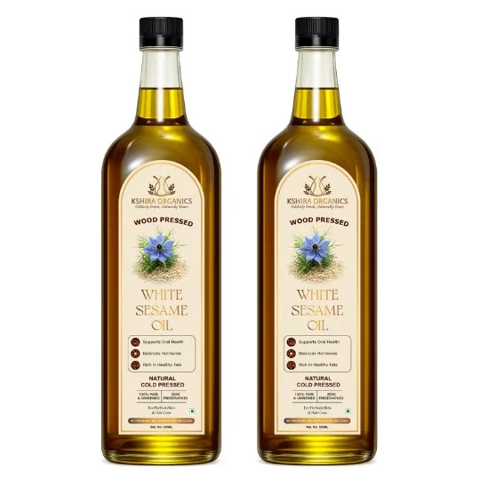 Kshira Organics Wood Pressed White Sesame Oil — Kachi Ghani thumbnail 2