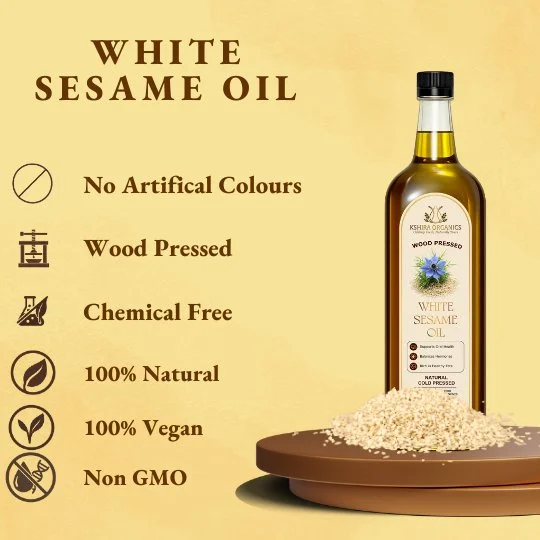 Kshira Organics Wood Pressed White Sesame Oil — Kachi Ghani thumbnail 4