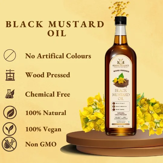 Kshira Organics Wood Pressed Black Mustard Oil — Kachi Ghani thumbnail 3