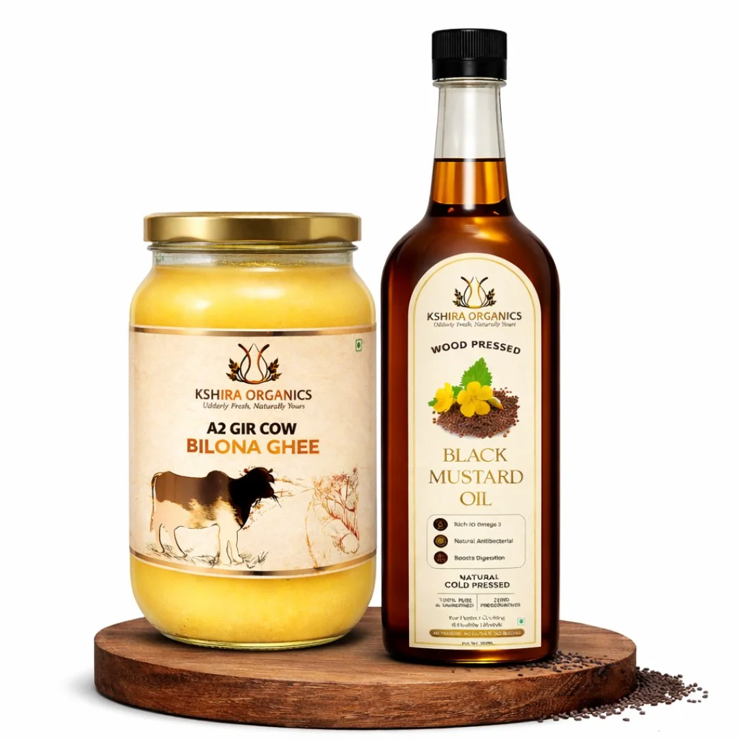 Kshira Organics Daadi's Tadka Magic — A2 Bilona Ghee & Black Mustard Oil 1L