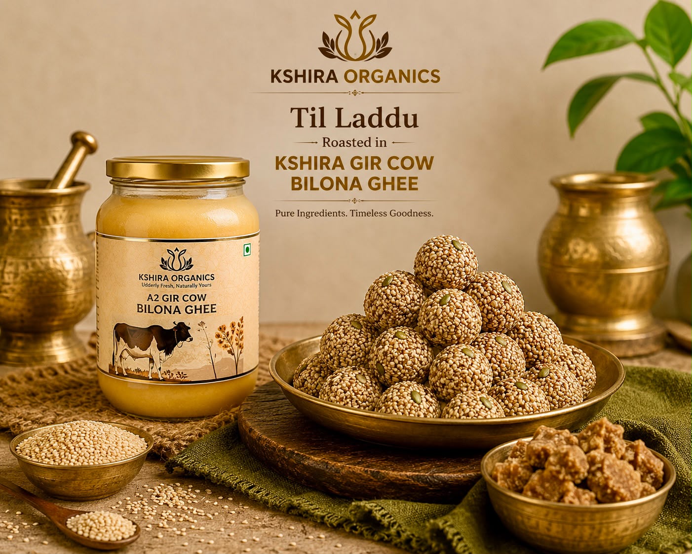 Healthy Kale Til Ke Laddu Recipe with Kshira Organics A2 Gir Cow Bilona Ghee