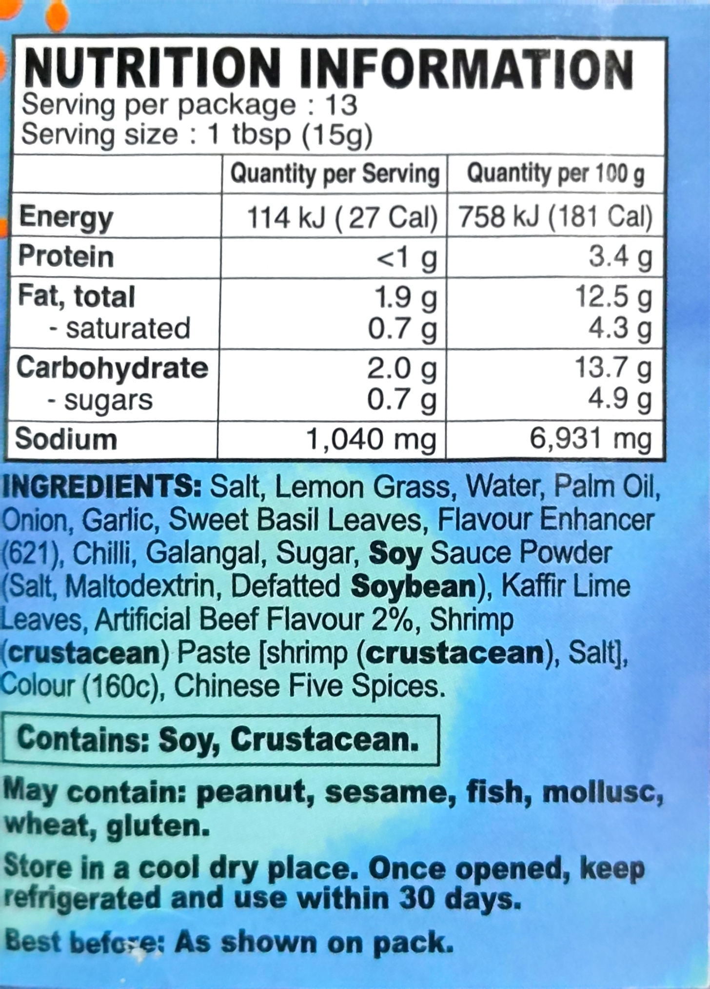 Product Label 1