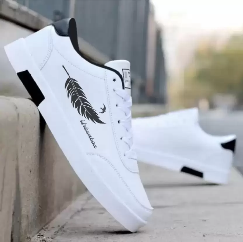 URBANBOX Trending Stylish Casual Outdoor Shoes Sneakers For Men (White, Black)