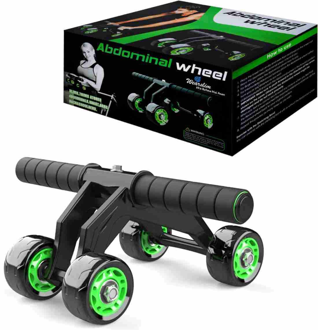 Anti Skid Abdominal Ab Four Roller Exercise Wheel with Knee Mat for Stomach Ab Exerciser (Multicolor)