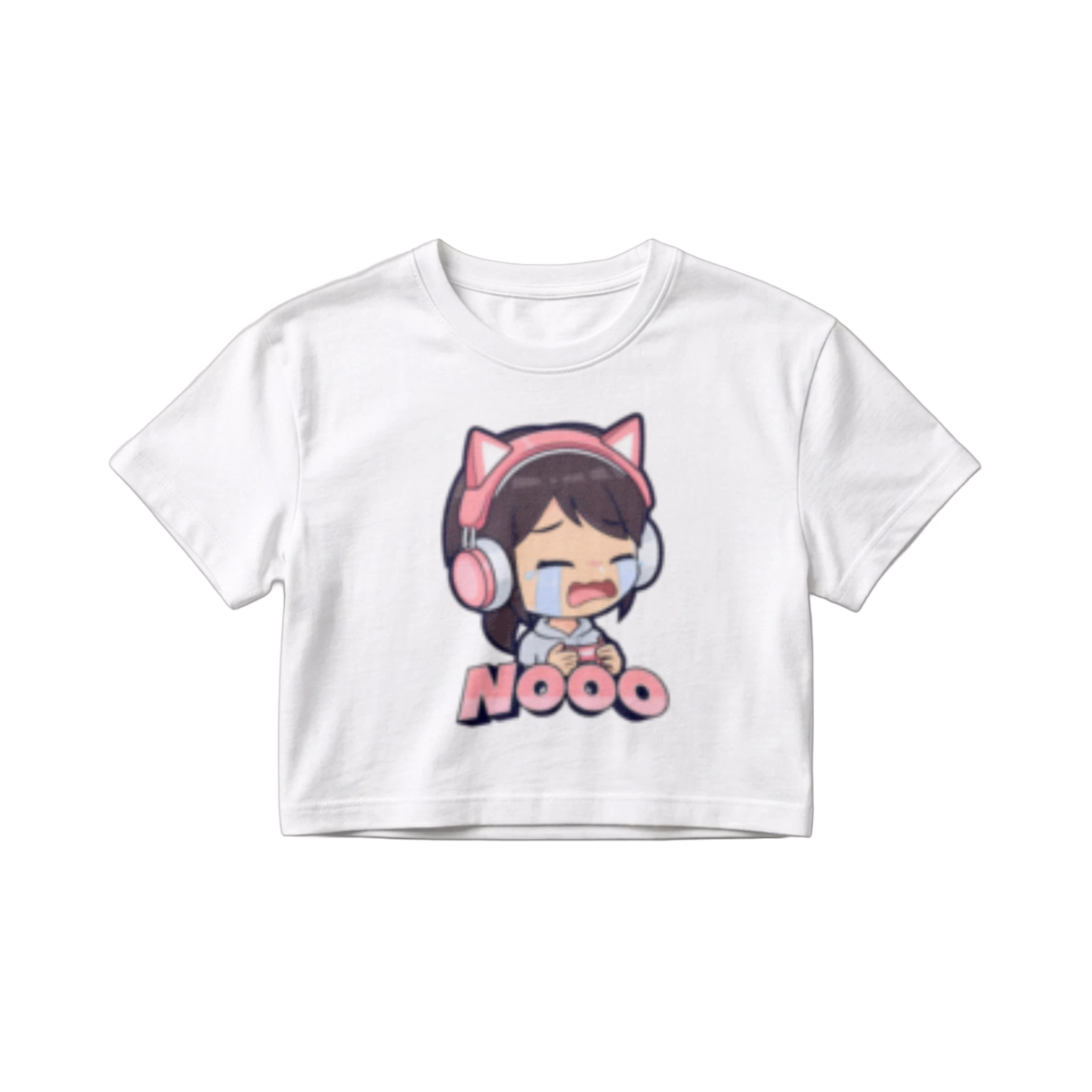 Crop Top Anime Gamer Kawaii - Camiseta Corta con Audífonos de Gato 5