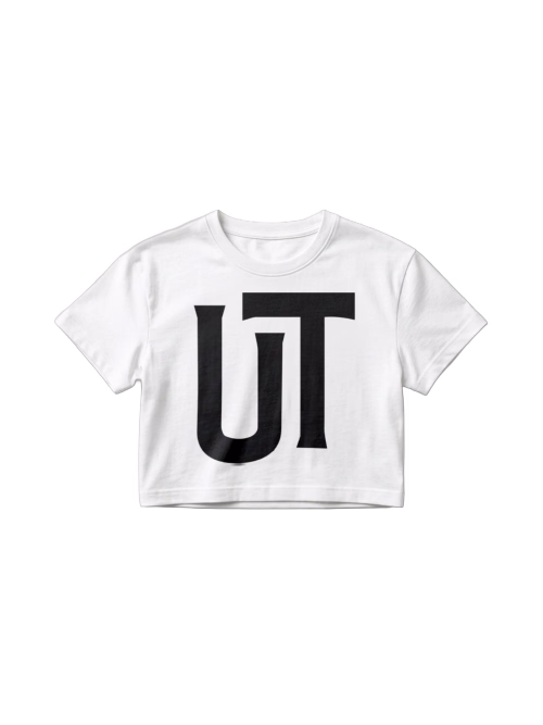 Crop Top Blanco con Diseño UT - Camiseta Corta Estilo Universitario 3