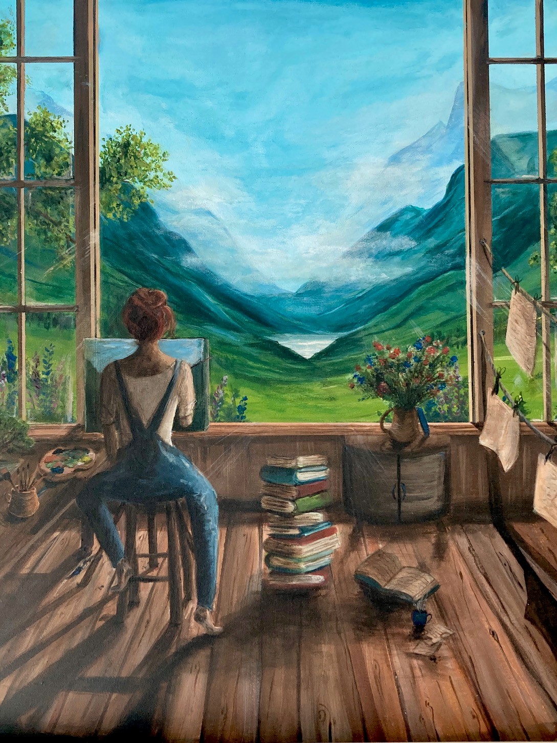 Schilderij van een vrouwengezicht