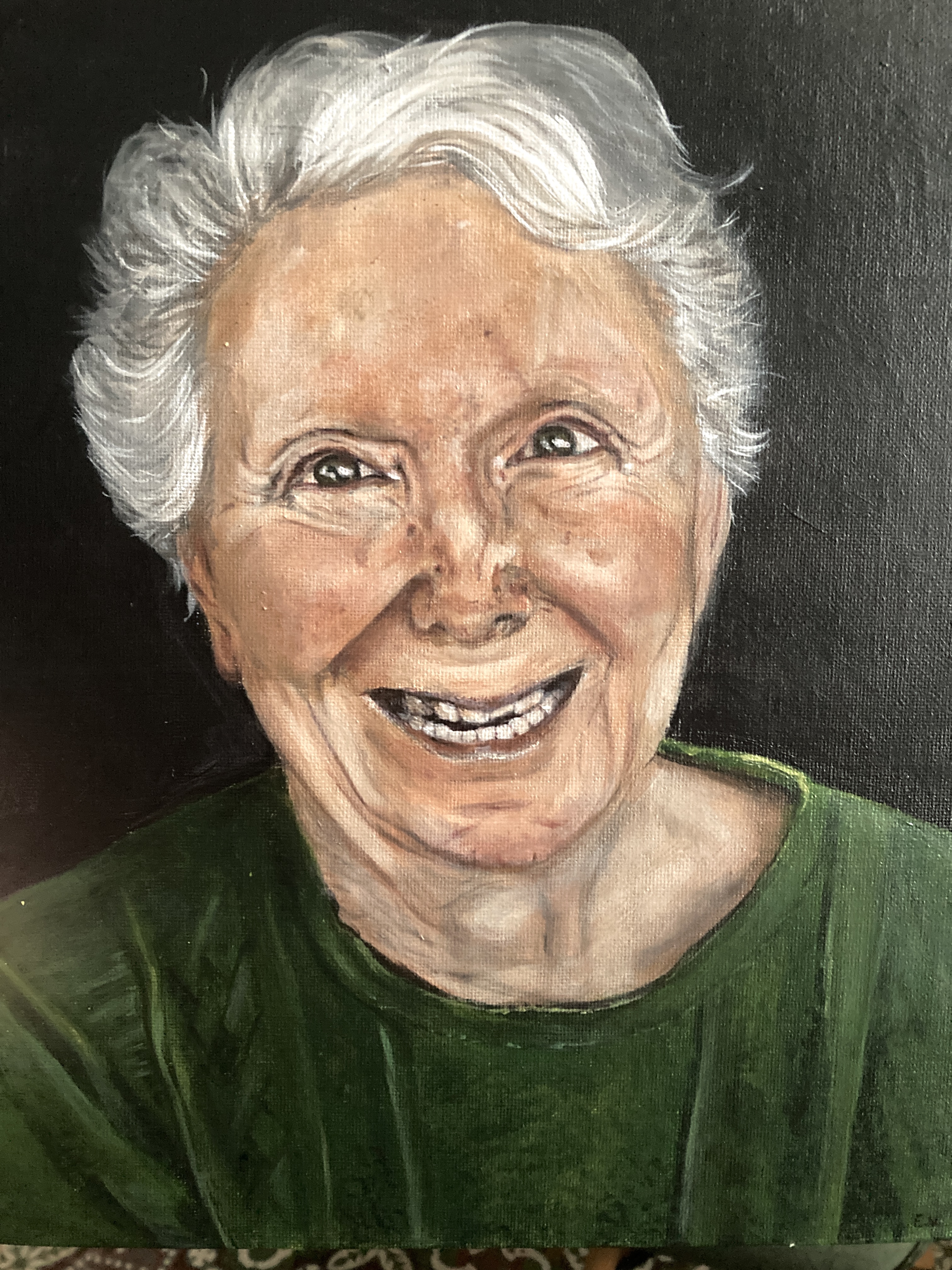 Schilderij: Portret met bloemen