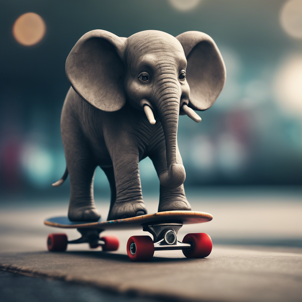 Image generated from Draw an elephant standing on a skateboard

