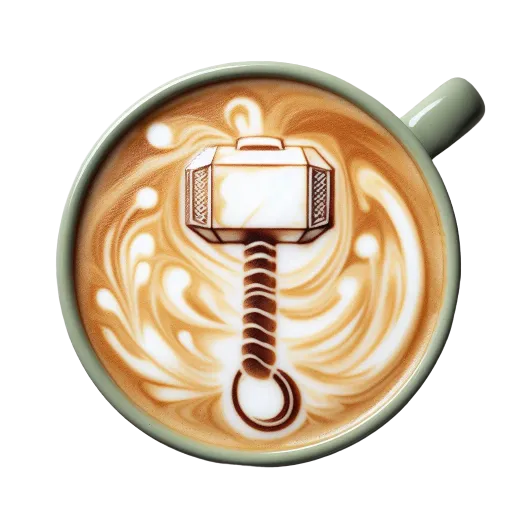 Image generated from Coffee cup with Mjølner's hammer