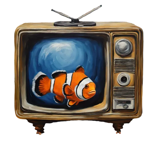 Image generated from Clown fish in an old television