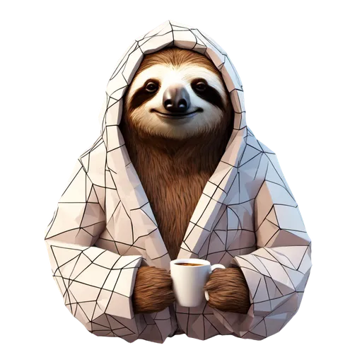 Image generated from Sloth in dressing gown with coffee