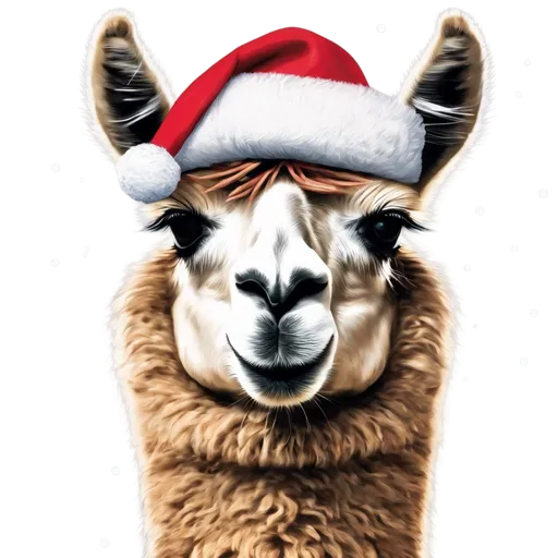 Image generated from Alpaca with Christmas hat on