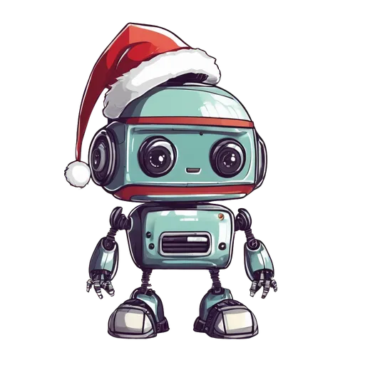 Image generated from A robot with a Christmas hat on