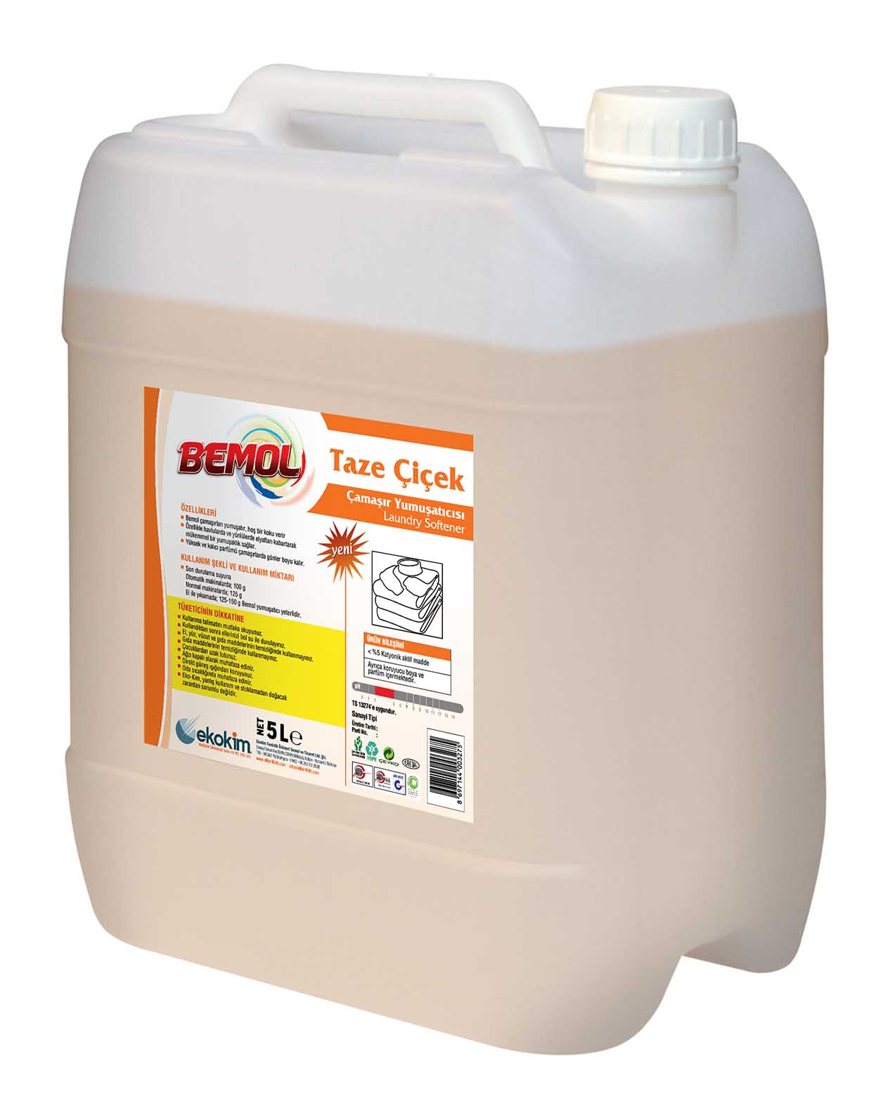 Bemol Taze Çiçek Yüksek Parfümlü Çamaşır Yumuşatıcı - 5 LT