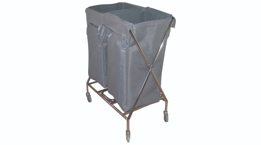 ÇİFT BÖLMELİ ÇÖP ÇAMAŞIR TOPLAMA ARABASI KROM