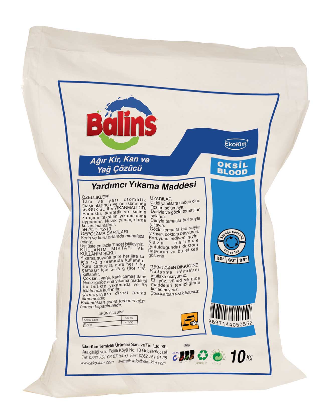 Balins K-320  Ağır Kan, Kir ve Yağ Sökücü Yardımcı Yıkama Maddesi - 10 KG