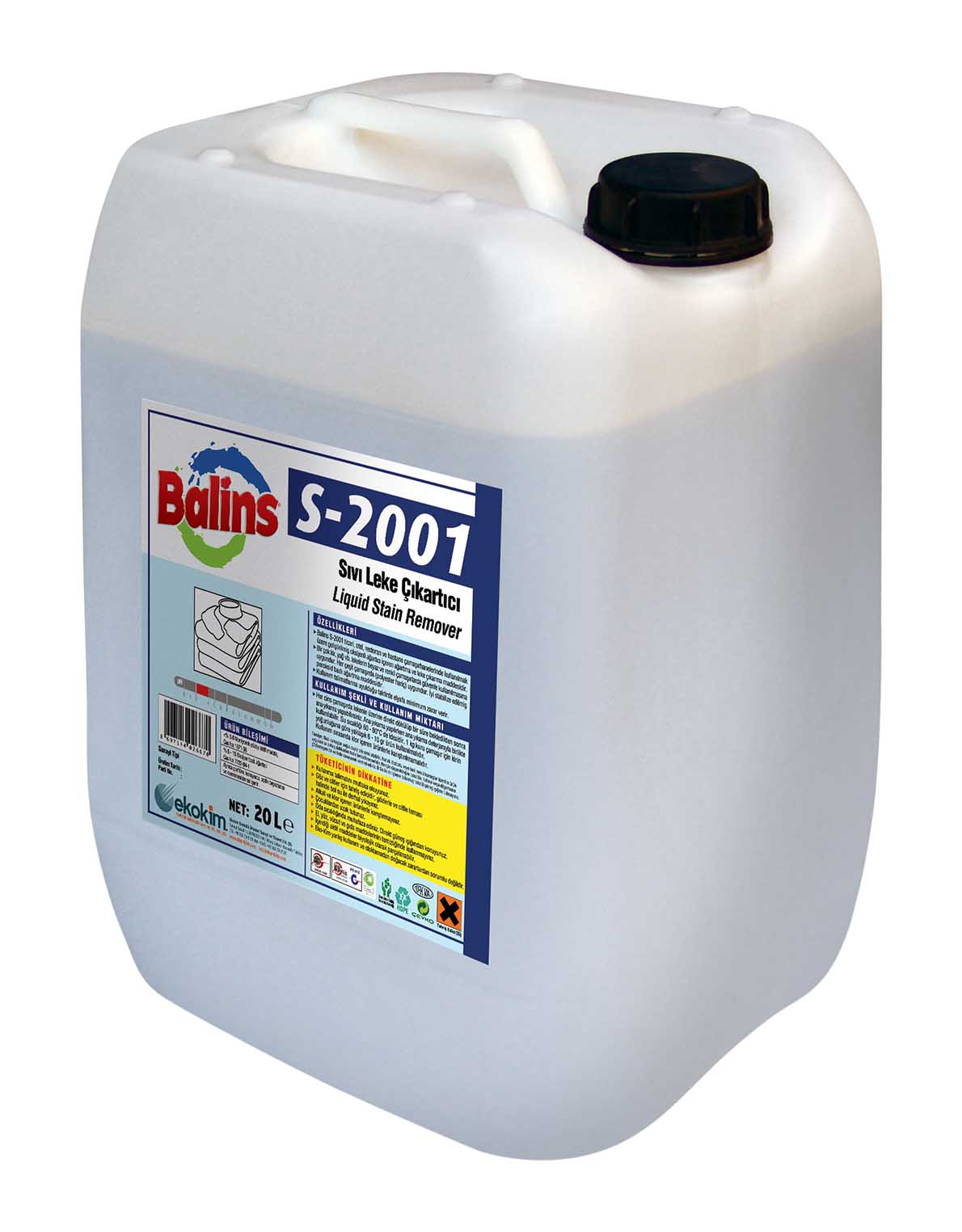 Balins S-2001  Oksijen Bazlı Sıvı Leke Çıkartıcı - 20 LT