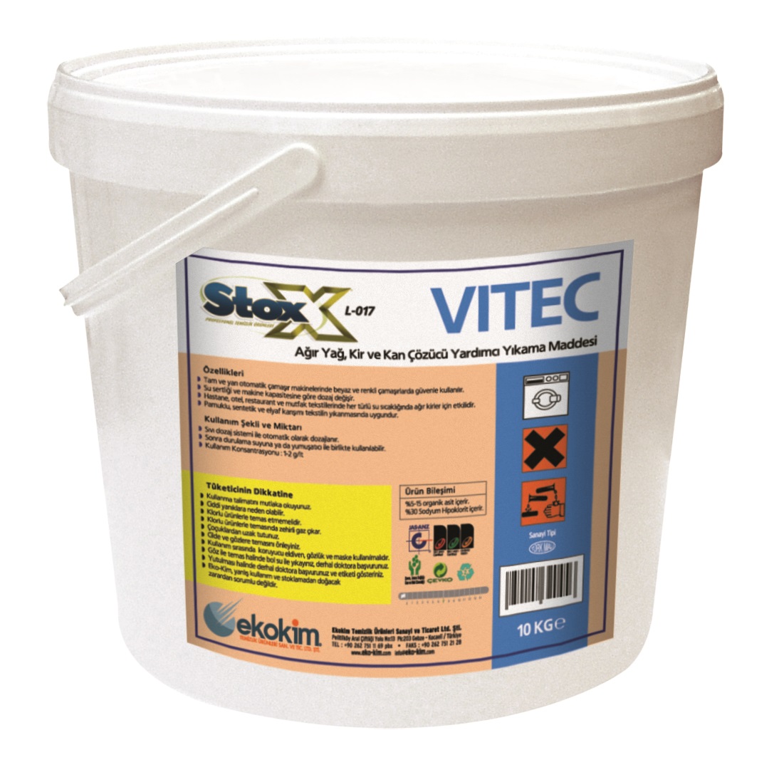 Stox Vitec Ağır Kir ve Kan Çözücü Toz Yardımcı Yıkama Deterjanı - 10 KG