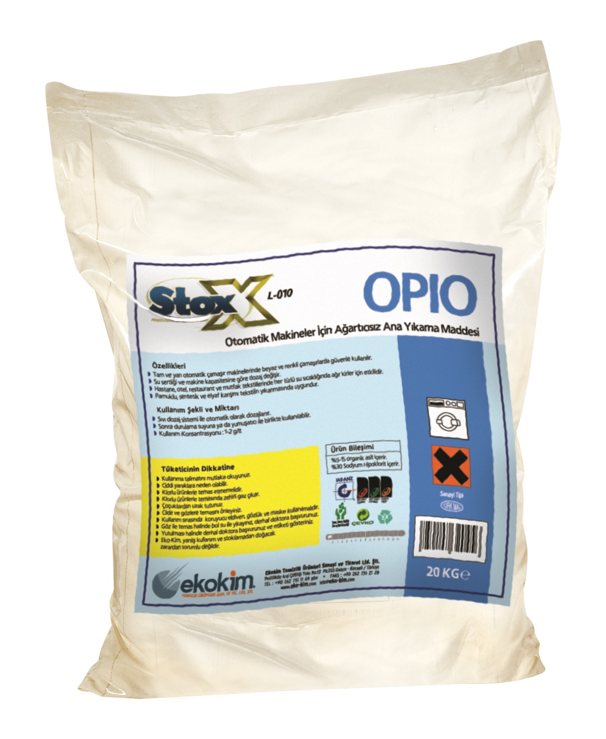 Stox Opio Renkliler için Ağartıcısız Ana Yıkama Toz Deterjan - 20 KG