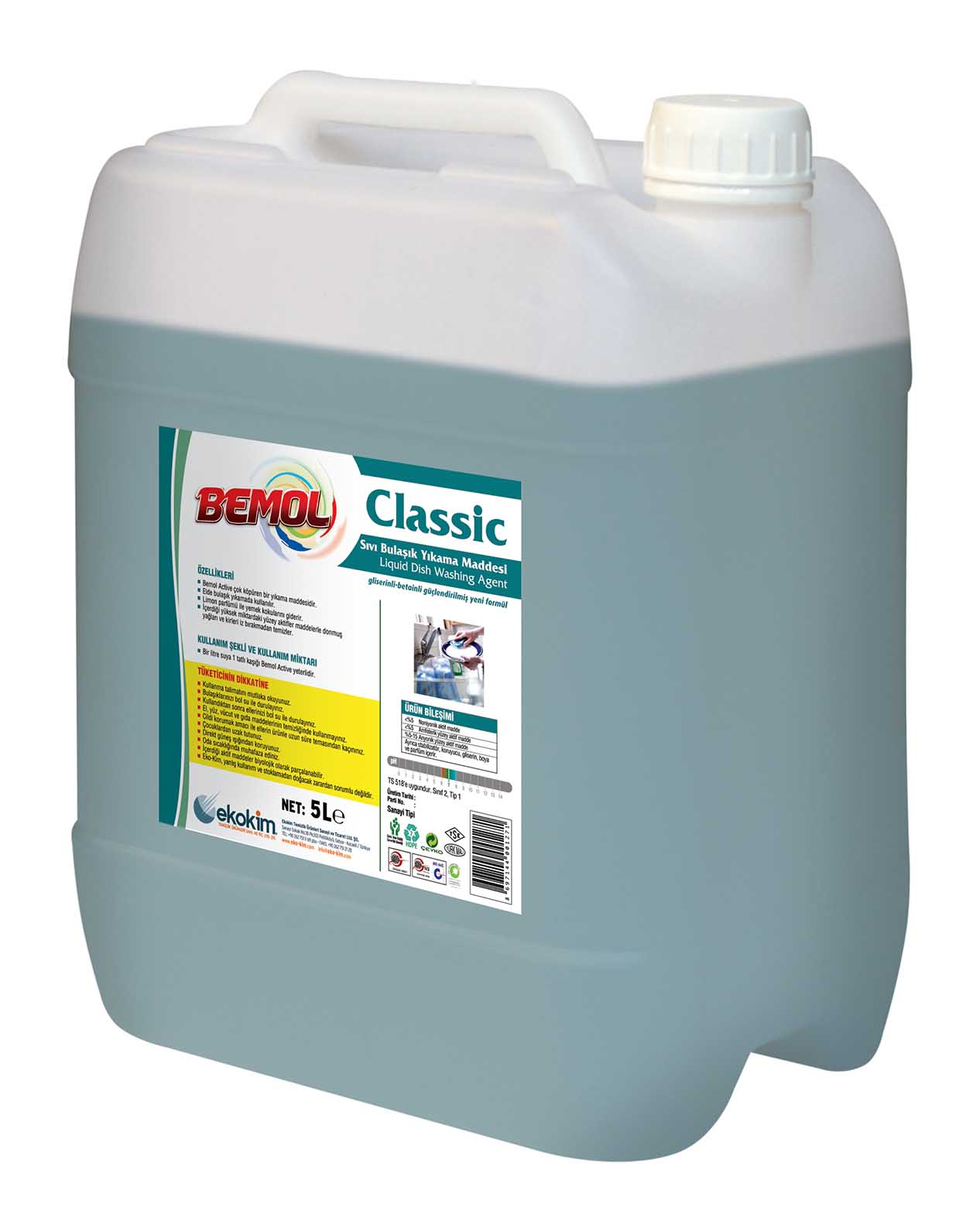 Bemol Classic Elde Sıvı Bulaşık Deterjanı - 5 LT