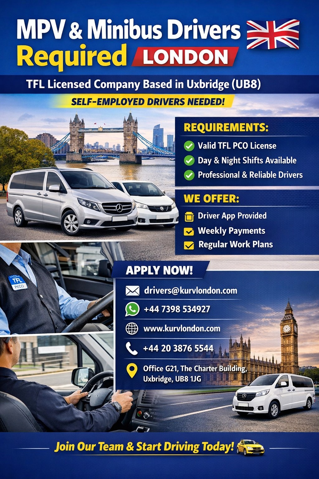 MPV and Minibus Drivers Required in London service thumbnail