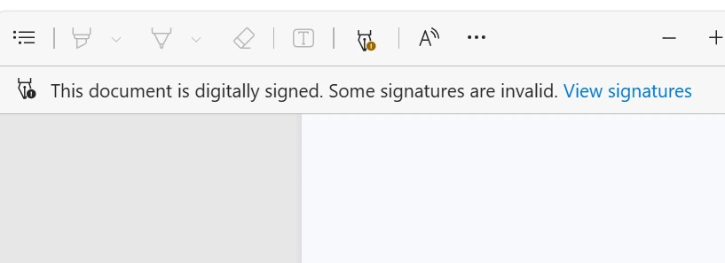 This document is digitally signed. Some signatures are invalid advarsel i Adobe Acrobat