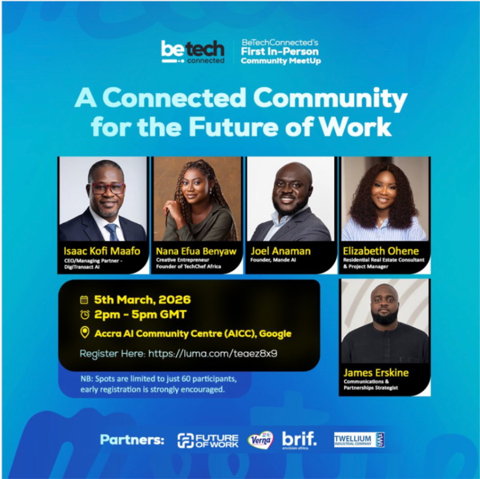 BeTechConnected's First In-Person Community MeetUp event poster