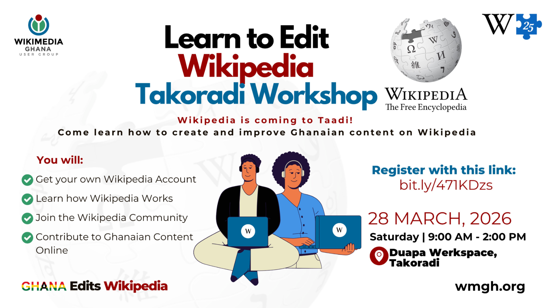 Learn to Edit Wikipedia Workshop, Takoradi event poster