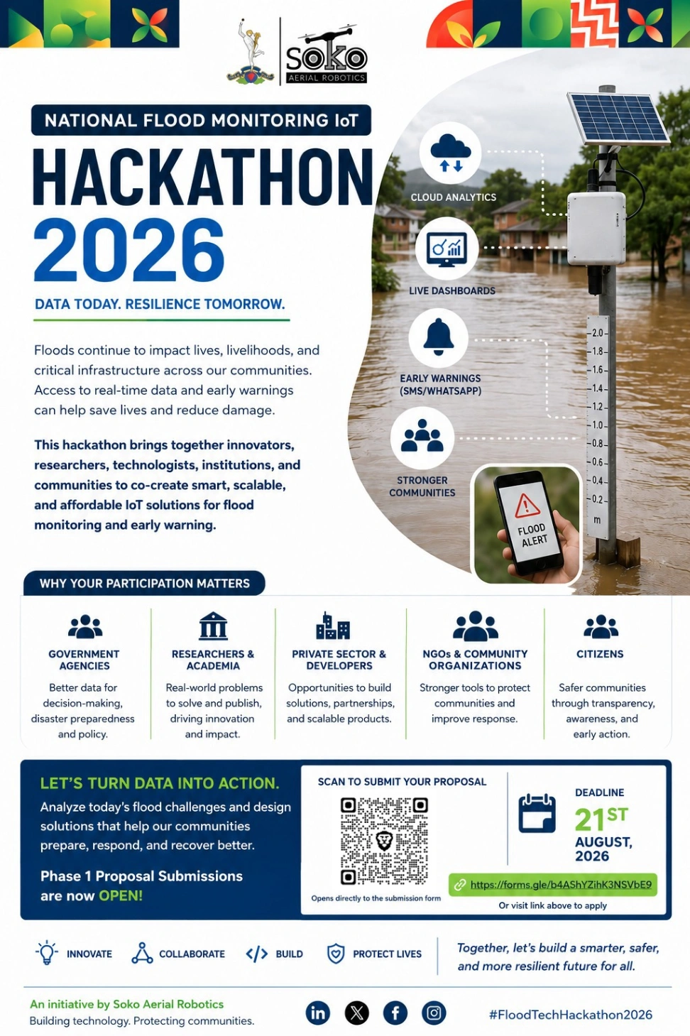 National Flood Monitoring IoT Hackathon 2026 event poster