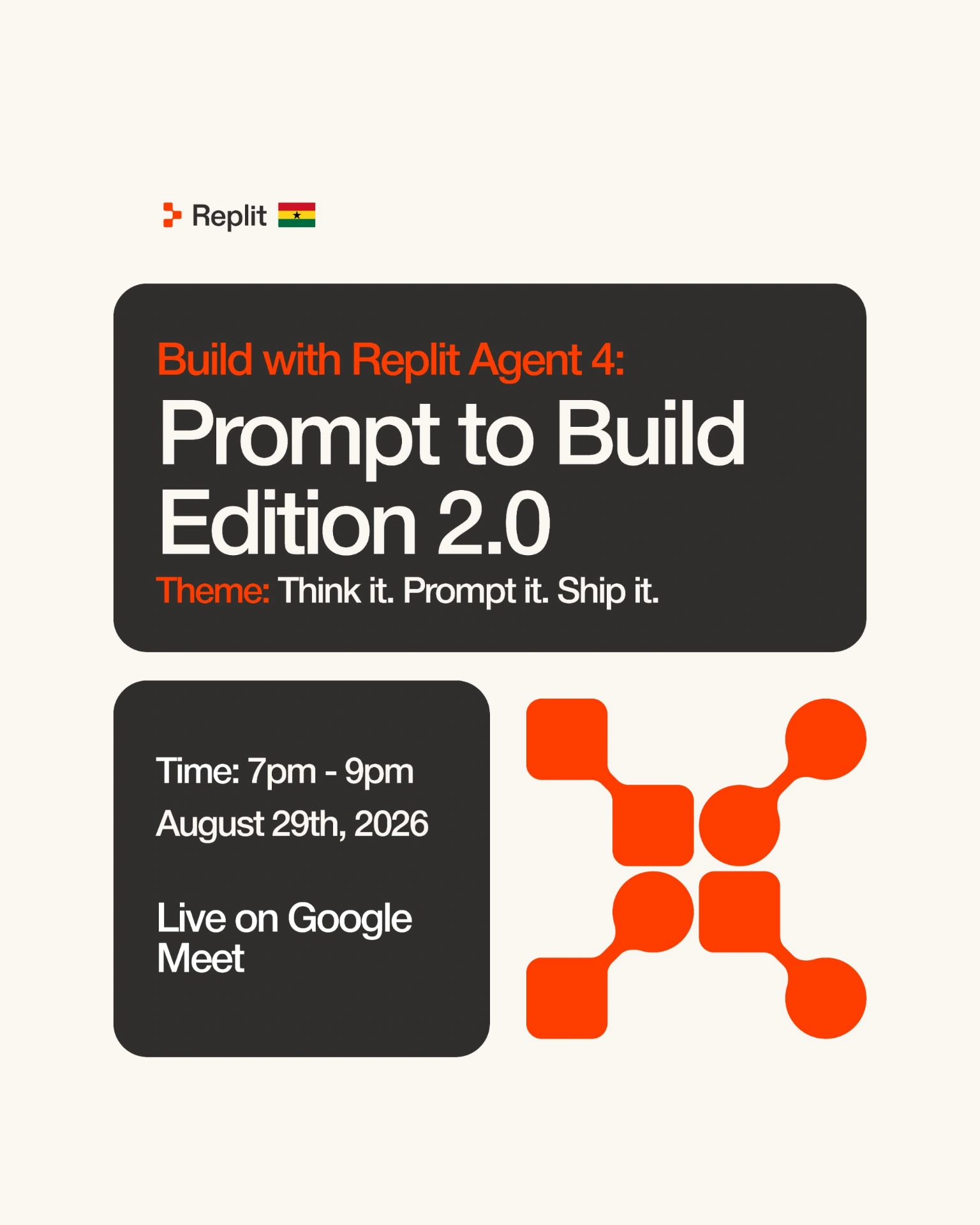 Build with Replit Agent 4: Prompt to Build Edition 2.0 event poster