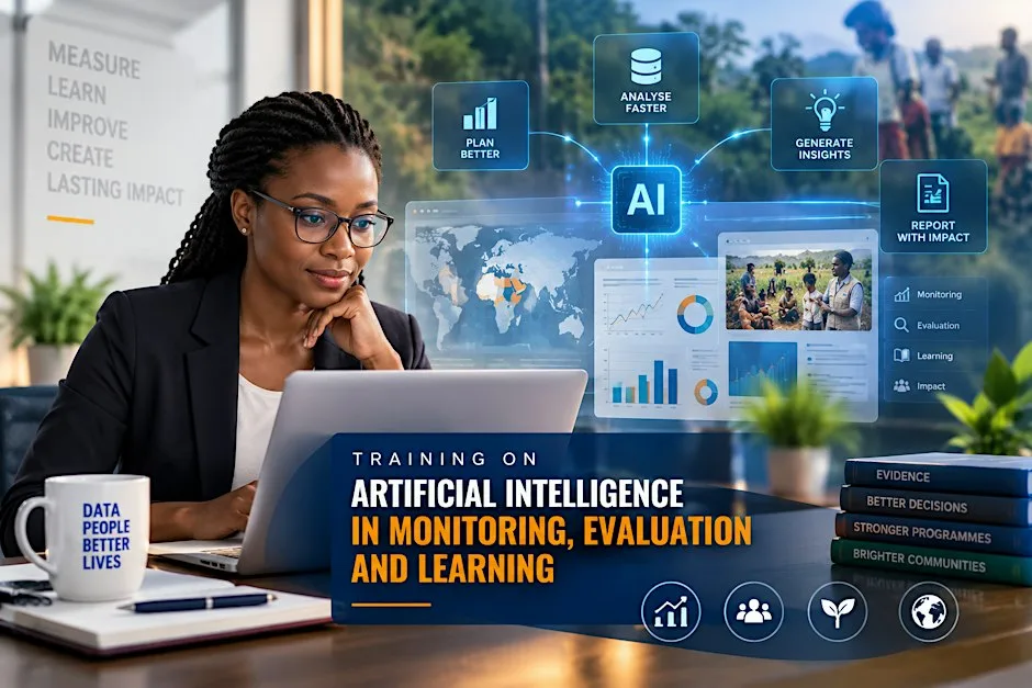AI for Monitoring, Evaluation & Learning (MEL) Training event poster
