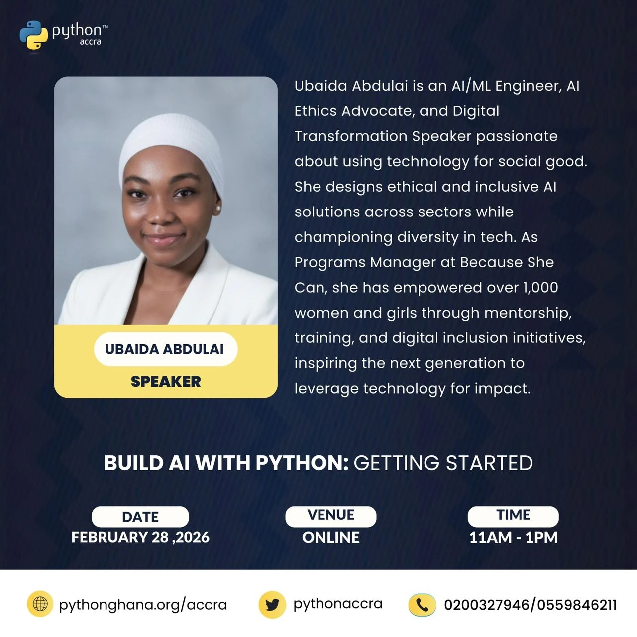 Build AI with Python. From zero to real understanding event poster