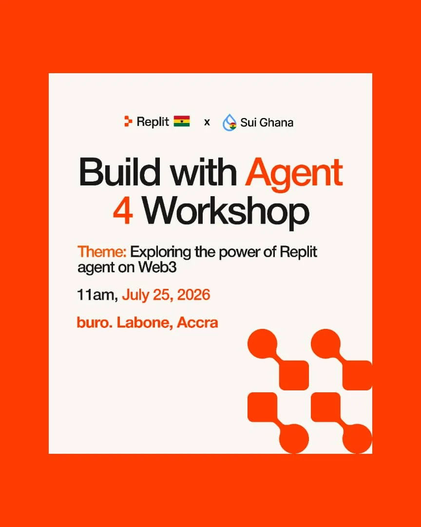 Build With Replit Agent 4 Workshop (In Collaboration With SUI Ghana) event poster