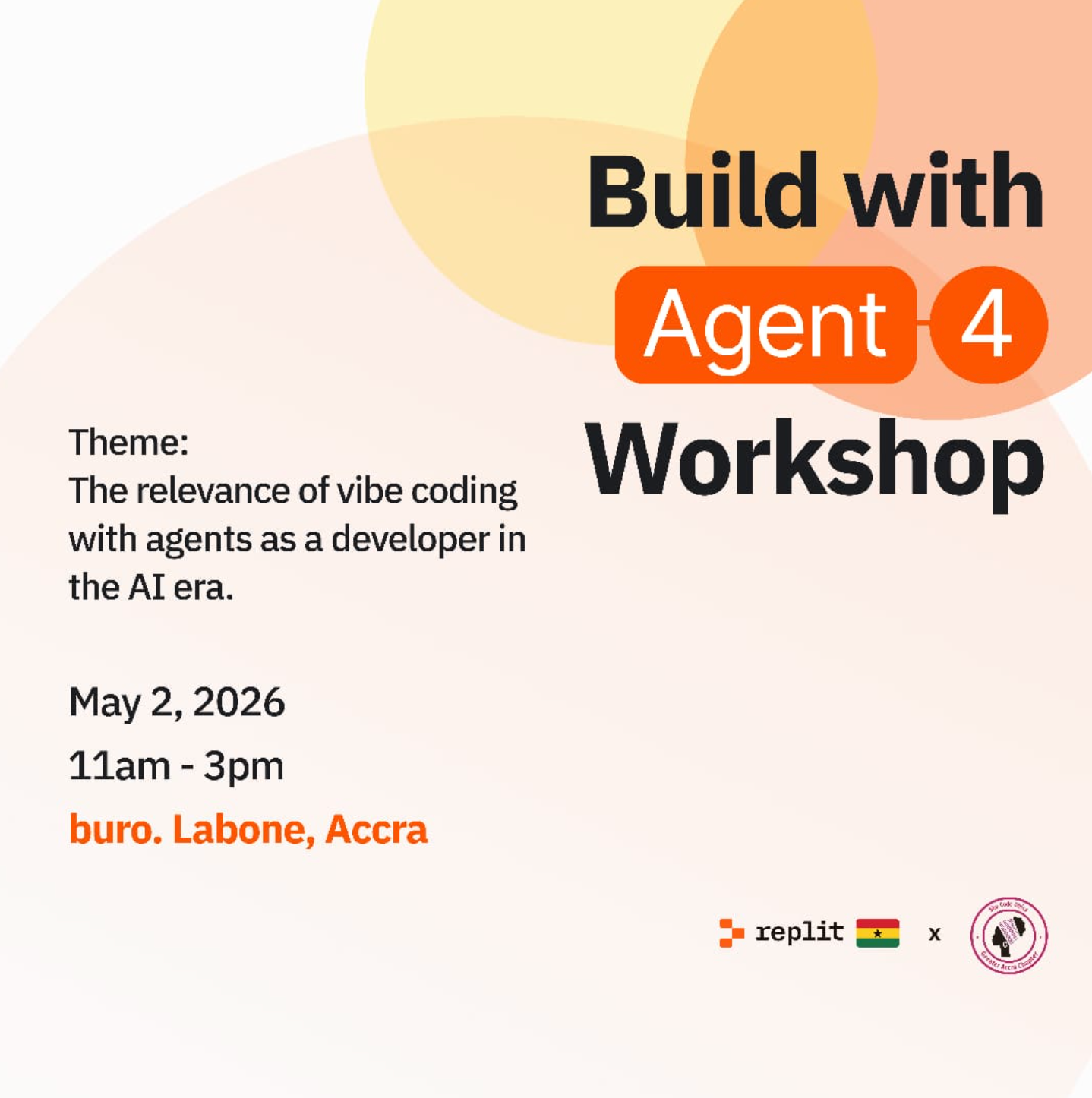 Build with Replit agent 4 Workshop event poster
