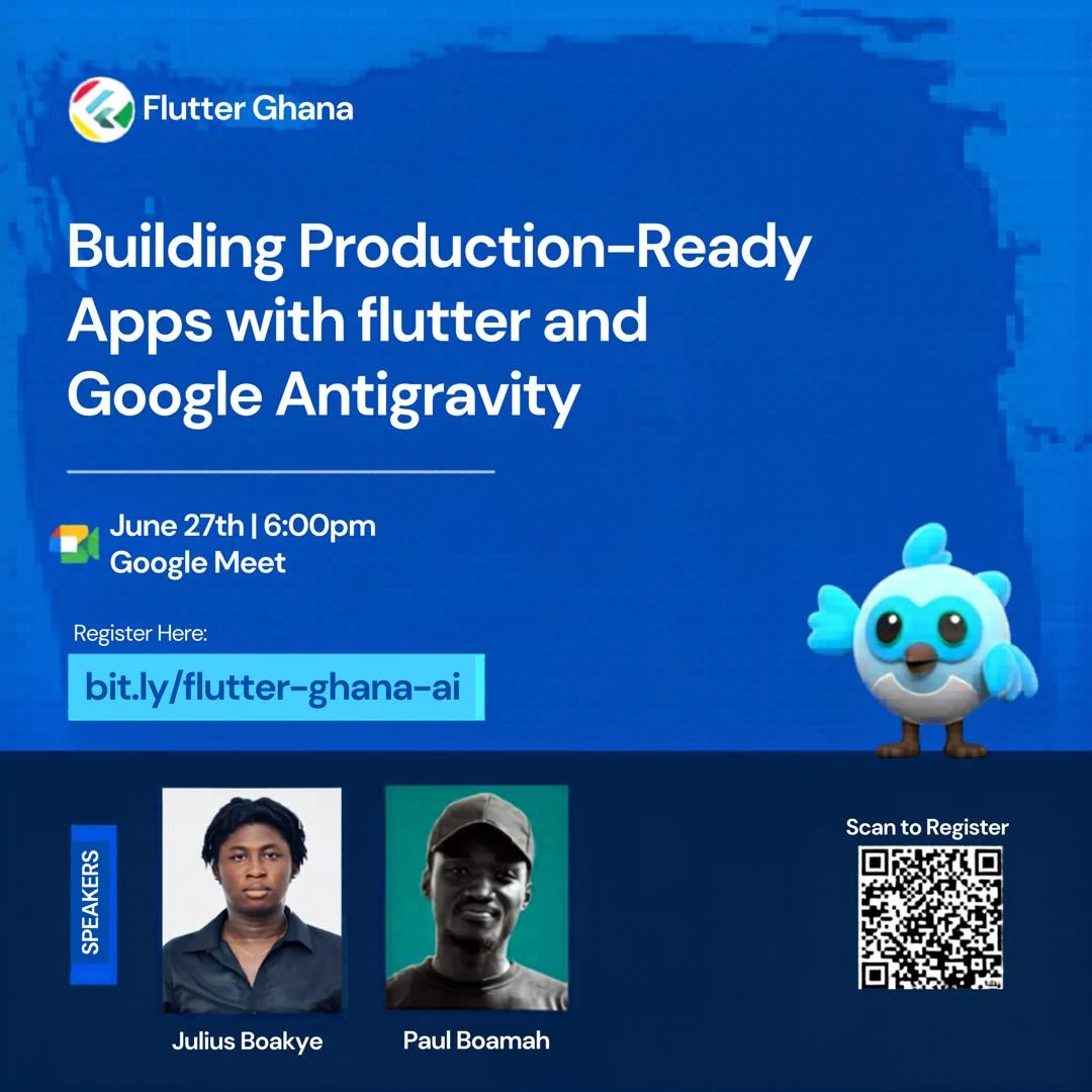 Building Production-Ready Apps with flutter and Google Antigravity event poster