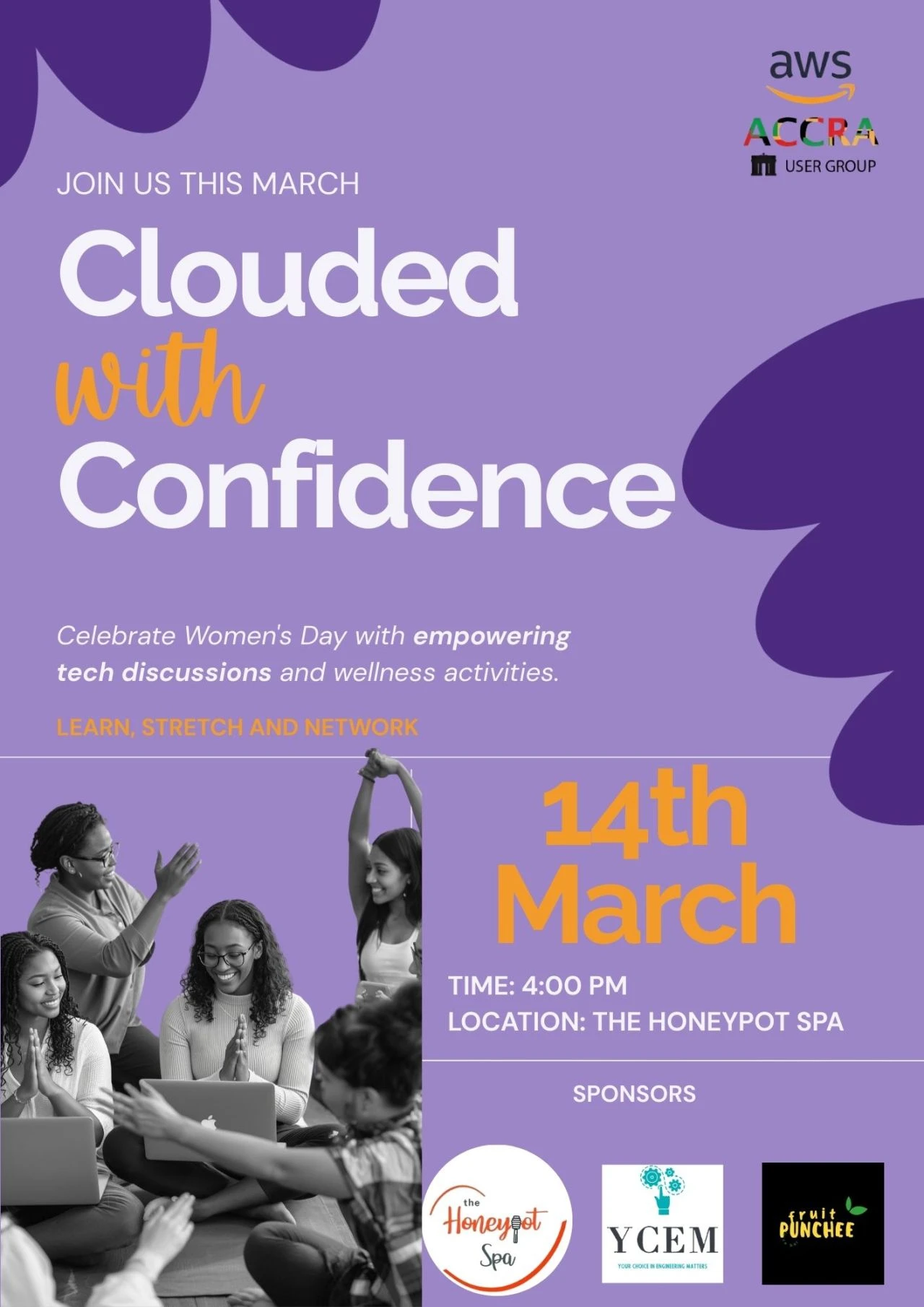 Clouded With Confidence by AWS User Group Ghana event poster