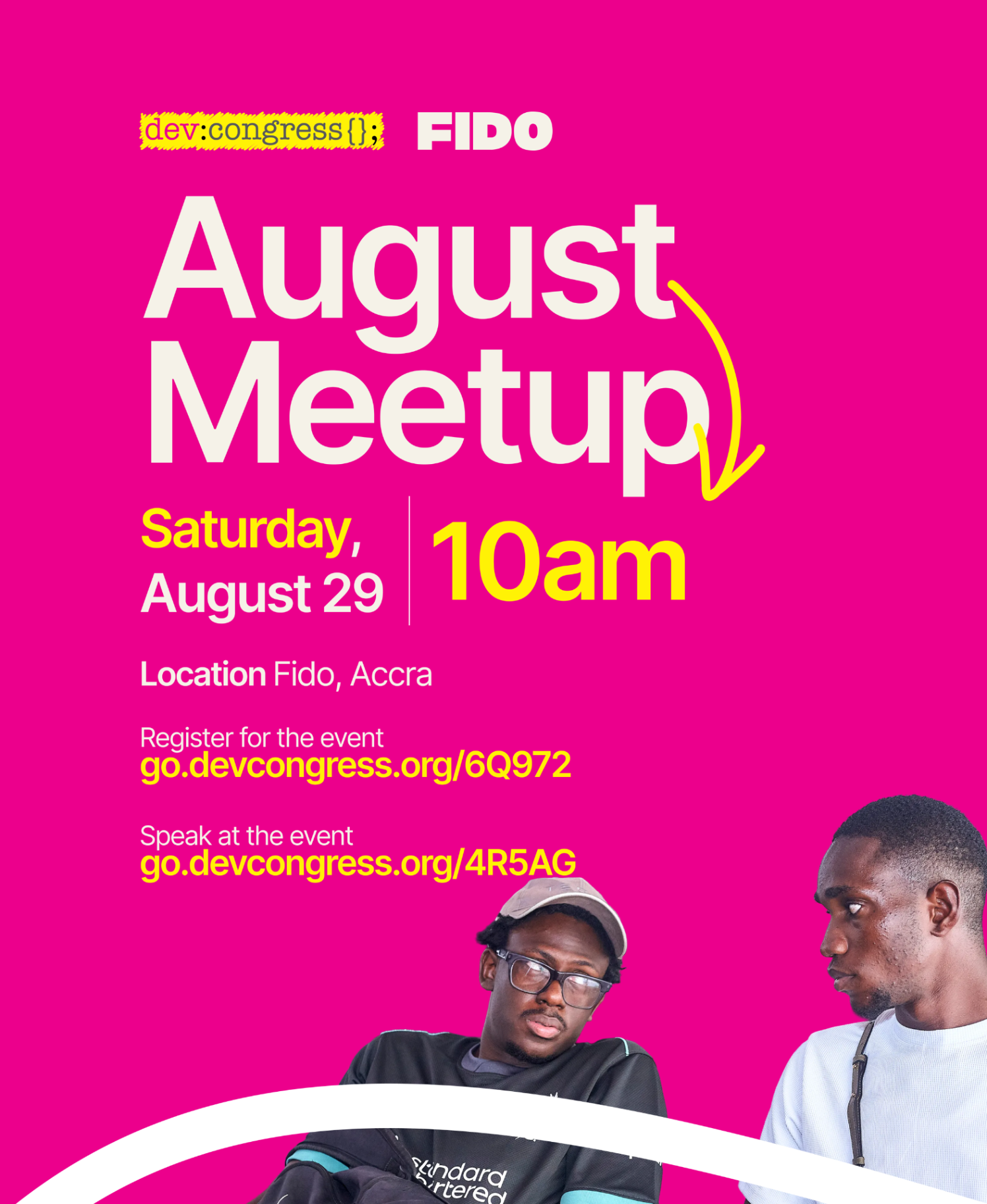 DevCongress August Meetup event poster